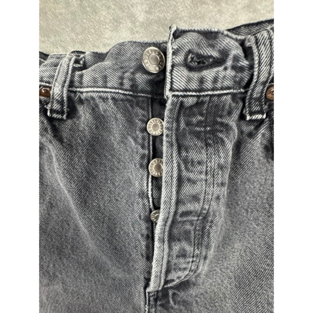 Agolde Jeans Womens 26 High Rise Straight Leg Washed Black Raw Hem Button Fly - Picture 12 of 15